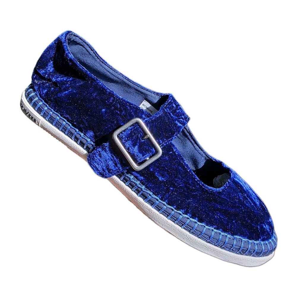 SeaVees Mesa Mary Jane Navy Crinkled Velvet Shoes Sneakers Women's Size 9